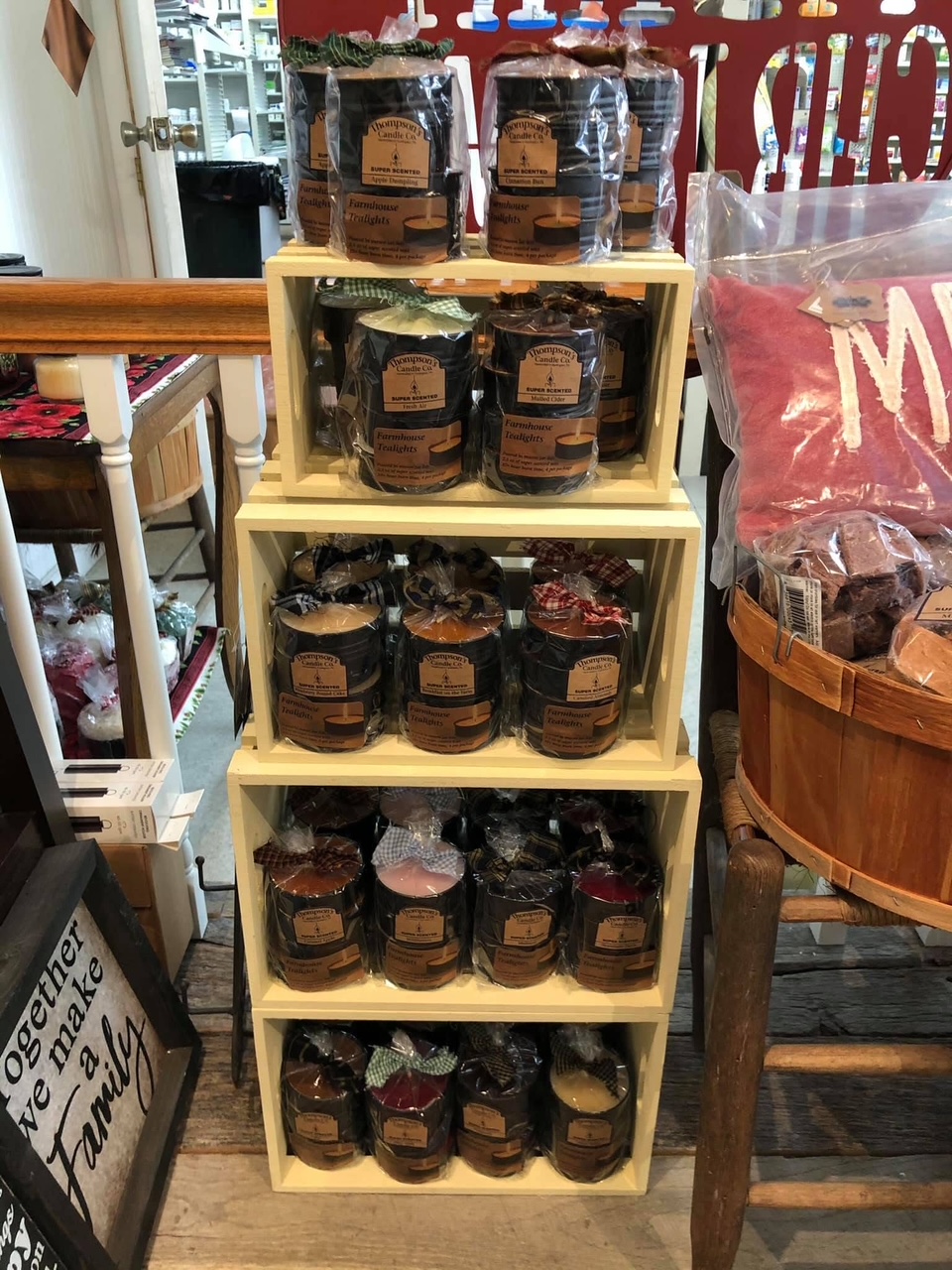 Candle crates at the Byrdstown gift shop